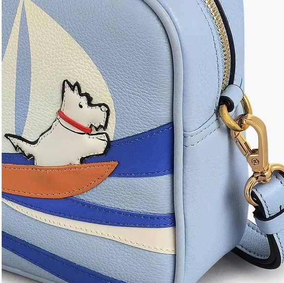 💙🔹️RADLEY LONDON🔹️ Blue Leather Shore Thing small Zip top  Crossbody Bag - Picture 4 of 8